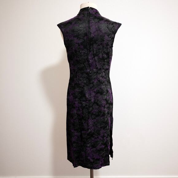 Morbid Threads Black Purple Damask Cheongsam Sheath Dress 90s 1990 Y2K SZ M - Picture 5 of 8